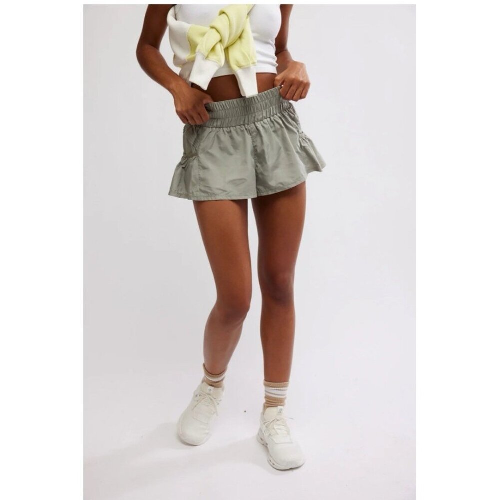 Free People FP Movement Get Your Flirt On Shorts M Sage Green Active Skort